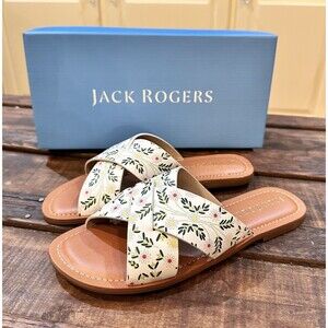 Jack Rogers Slotted Daisy Flats Sandals Slides Women’s Size 7.5 Cottage Core